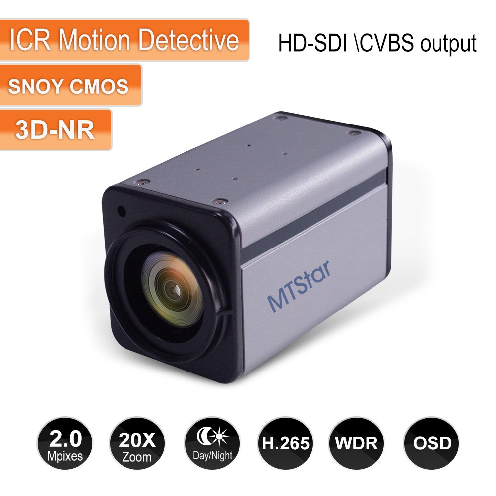 CVBS/AHD/TVI/CVI HD-SDI 2mp Analog Camera WDR 3D-NR OSD ICR Box Camera 20X Zoom Outdoor 1080p Box Camera