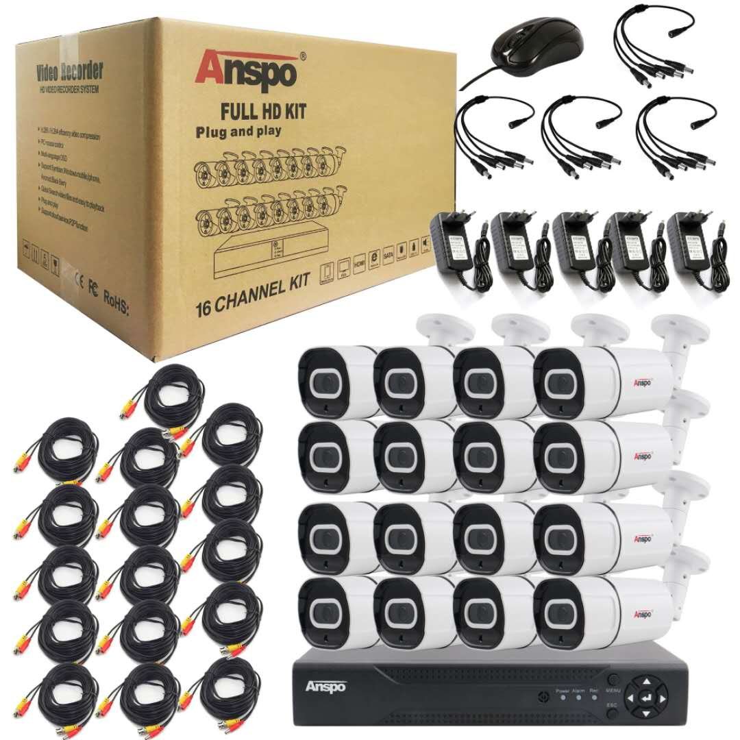 16 Channels 1080P AHD KIT XVR AHD Camera with Audio2.0mp DVR Coaxial Analog CCTV Security camera system Metal day night vision