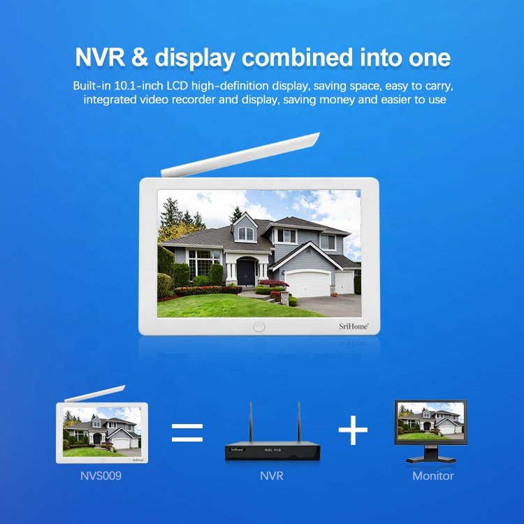 SriHome CCTV WiFi High Quality 8ch NVR Screen Network Camera Monitor Cctv Camera Surveillance System Security Camera Systems
