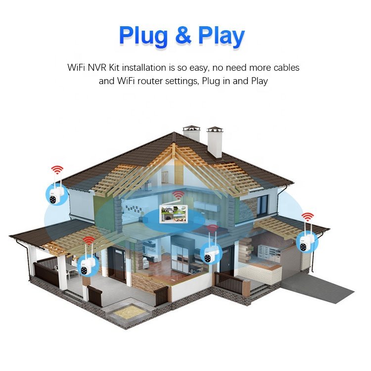 SriHome CCTV WiFi High Quality 8ch NVR Screen Network Camera Monitor Cctv Camera Surveillance System Security Camera Systems