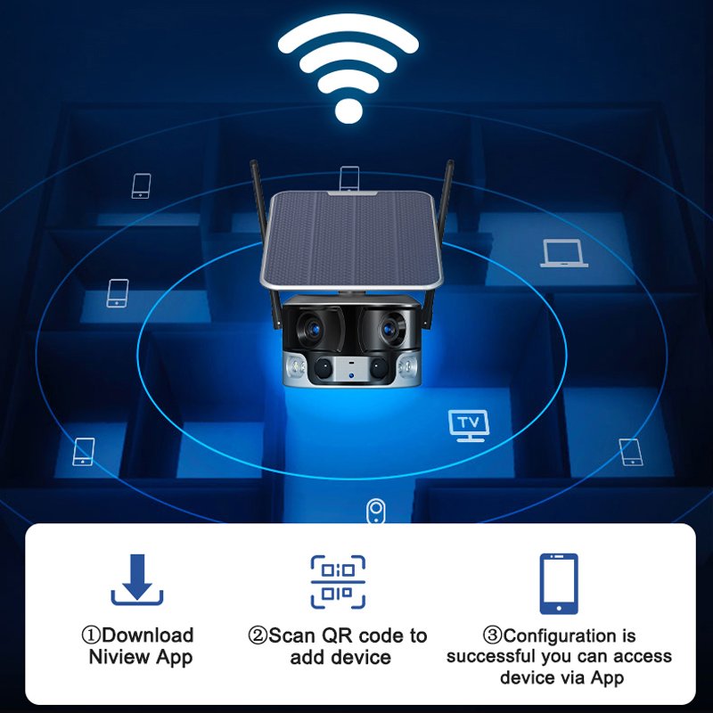 OEM Solar Panel Supply 4K WiFi ZOOM Camera Solar Sim Card 4G External Security Camera With Night Vision 2-Way Audio