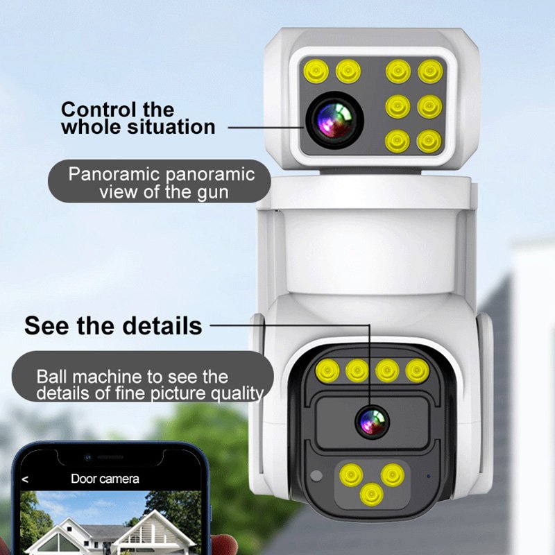 Wistino 4K Ultra HD Dual Lens Wireless Network Camera Motion Detection Alarm Color Night Vision WiFi Security Camera
