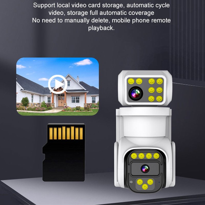 Wistino 4K Ultra HD Dual Lens Wireless Network Camera Motion Detection Alarm Color Night Vision WiFi Security Camera