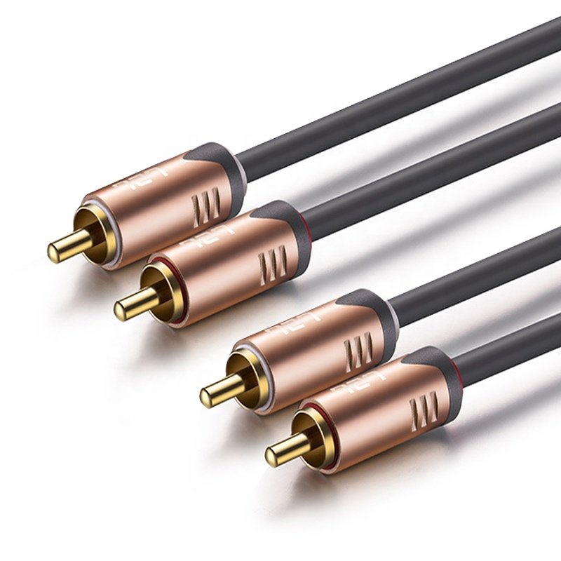 Auidophile 2RCA Male to 2RCA Male Stereo Audio Cable Silver Copper Analog Cord for subs amps Hi-Fi Home Theater Blu-ray receiver