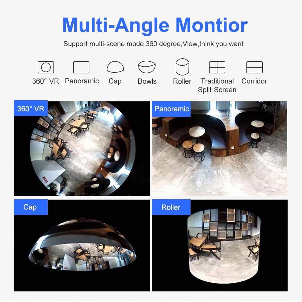 Ceiling Mount Wireless Network Camera 360 VR Degree View Surveillance Smart Fisheye WiFi 360 Panoramic Camera