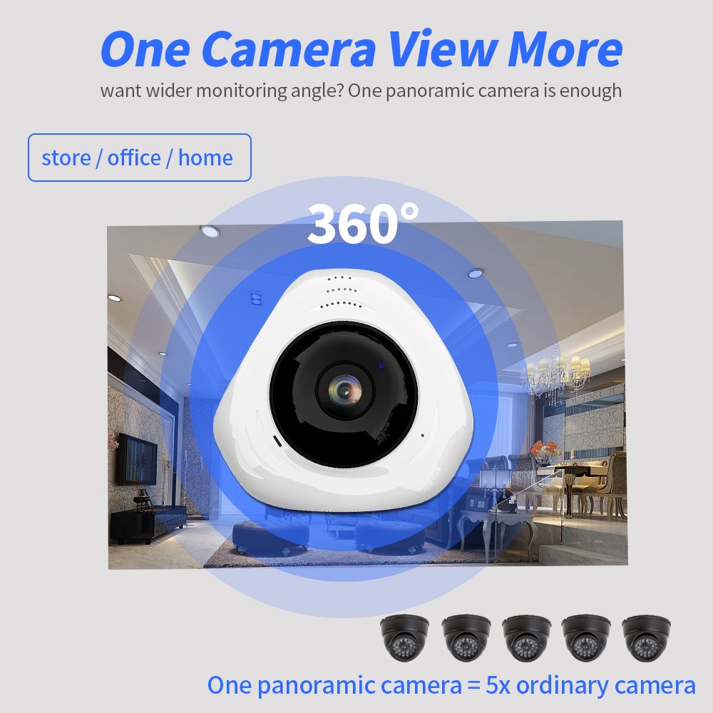Ceiling Mount Wireless Network Camera 360 VR Degree View Surveillance Smart Fisheye WiFi 360 Panoramic Camera