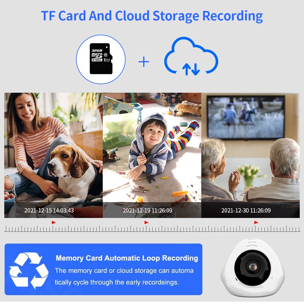 Ceiling Mount Wireless Network Camera 360 VR Degree View Surveillance Smart Fisheye WiFi 360 Panoramic Camera