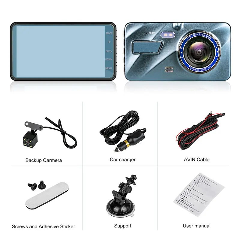 Manufacturer Car DVR Video Recorder HD GT900 Loop Recording Front Rear Recorder Dual Camera Dash Cam For Car