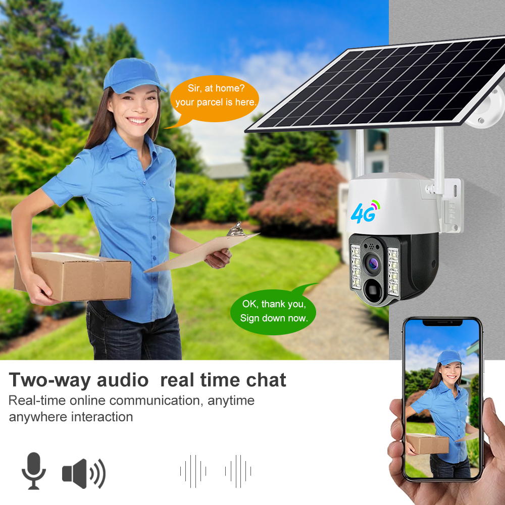 V380 Dome Camera Wireless Outdoor IP66 5MP Solar Battery Powered Camera IP PTZ 4G Solar Powered CCTV Camera with Wide Angle