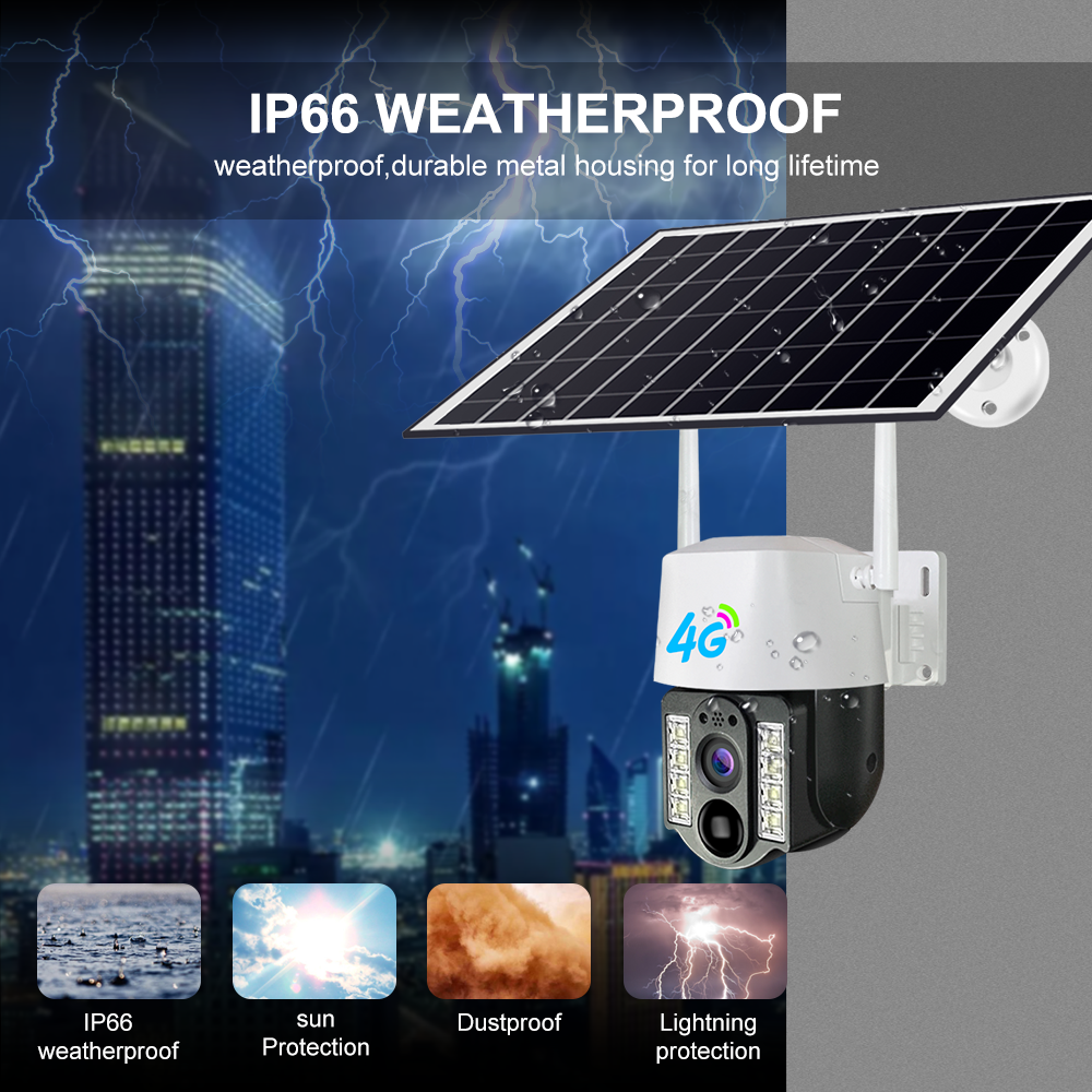 V380 Dome Camera Wireless Outdoor IP66 5MP Solar Battery Powered Camera IP PTZ 4G Solar Powered CCTV Camera with Wide Angle