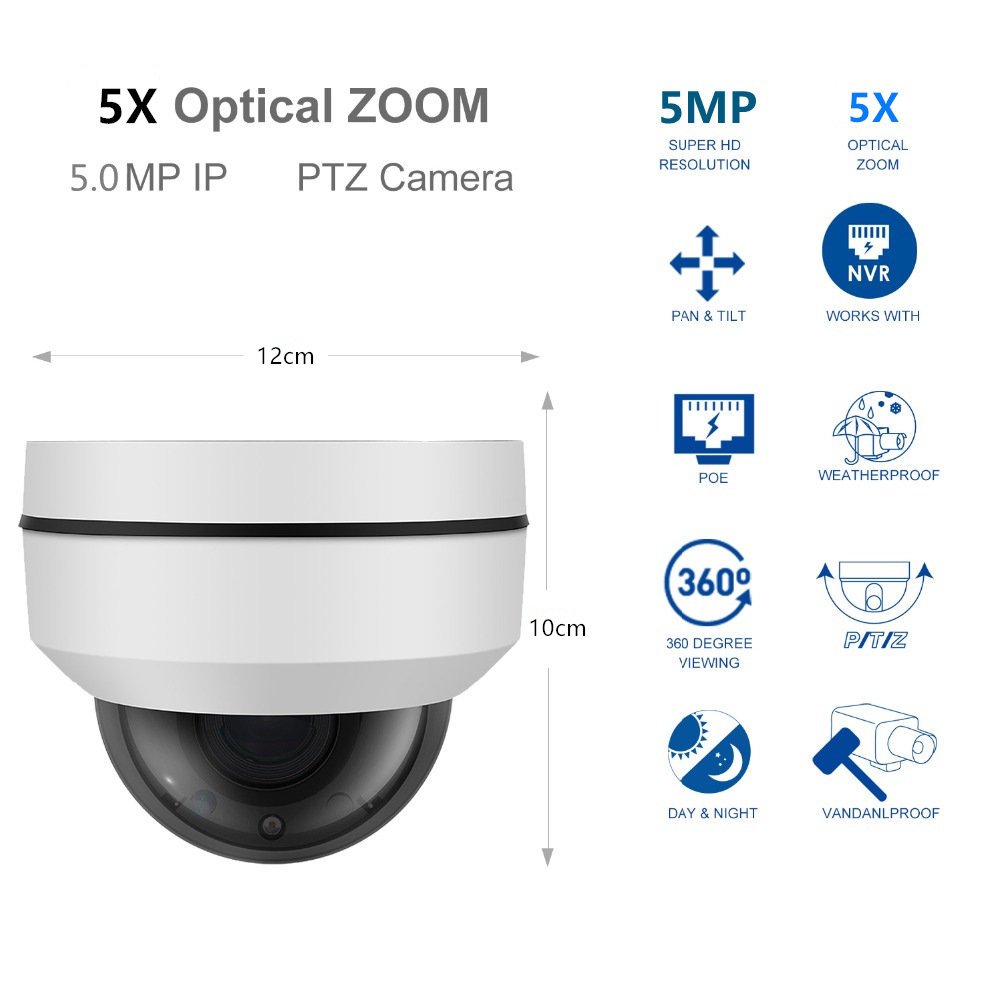 POE Network 5x optical zoom infrared Mini 4K 8MP HD camera de surveillance dome ip camera ptz poe