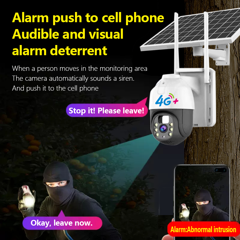 V360PRO HD 4G Motion Detect Auto Tracking Solar PTZ Sim Card 10000mah Low-Power Battery Network Camera