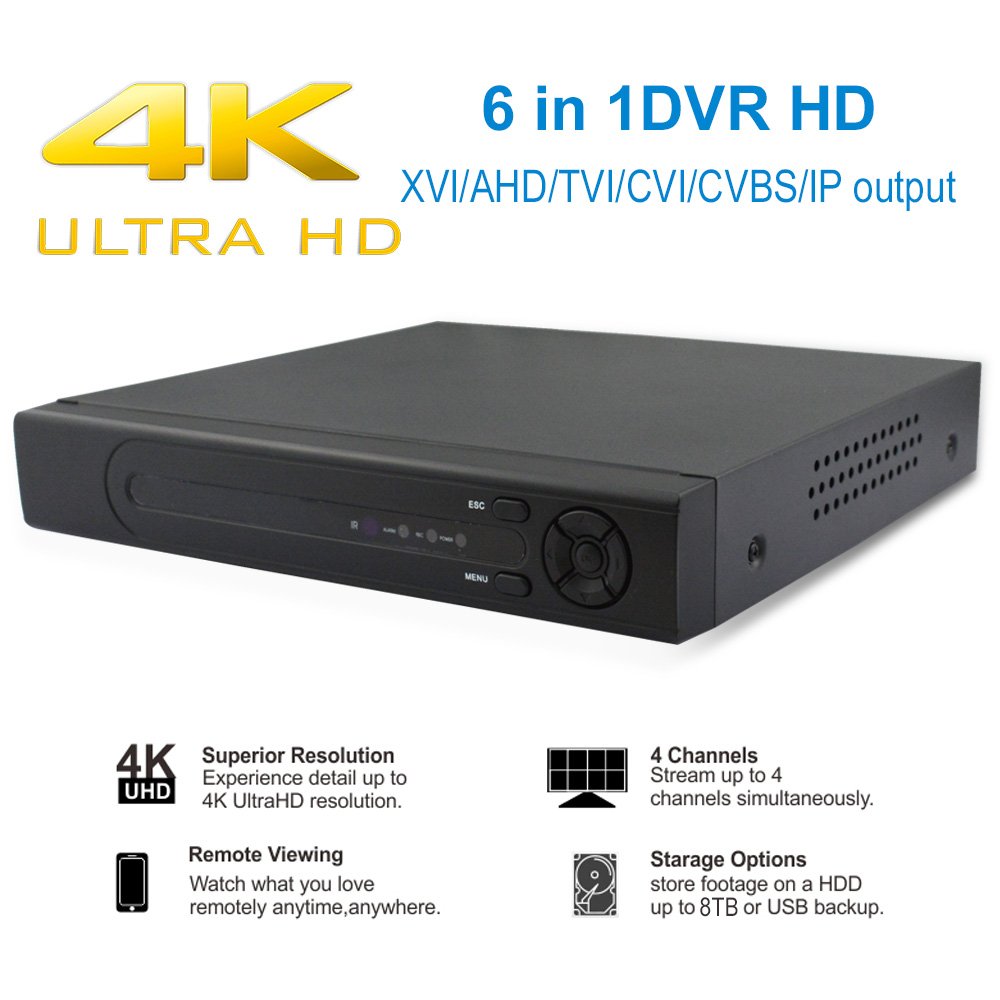 2020 New 4K Security Camera System, 4-Channel 6-in-1 Outdoor CCTV Camera System 4pcs 4K(8MP) Home Security Cameras,Super P2P