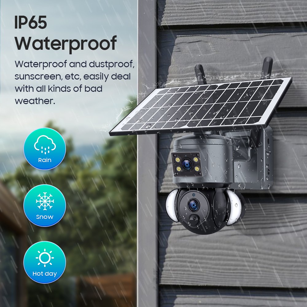 New Arrival Human detect Double Screen Viewing Dual lens Outdoor Waterproof 4G Network PTZ HD Solar Camera CCTV Security System