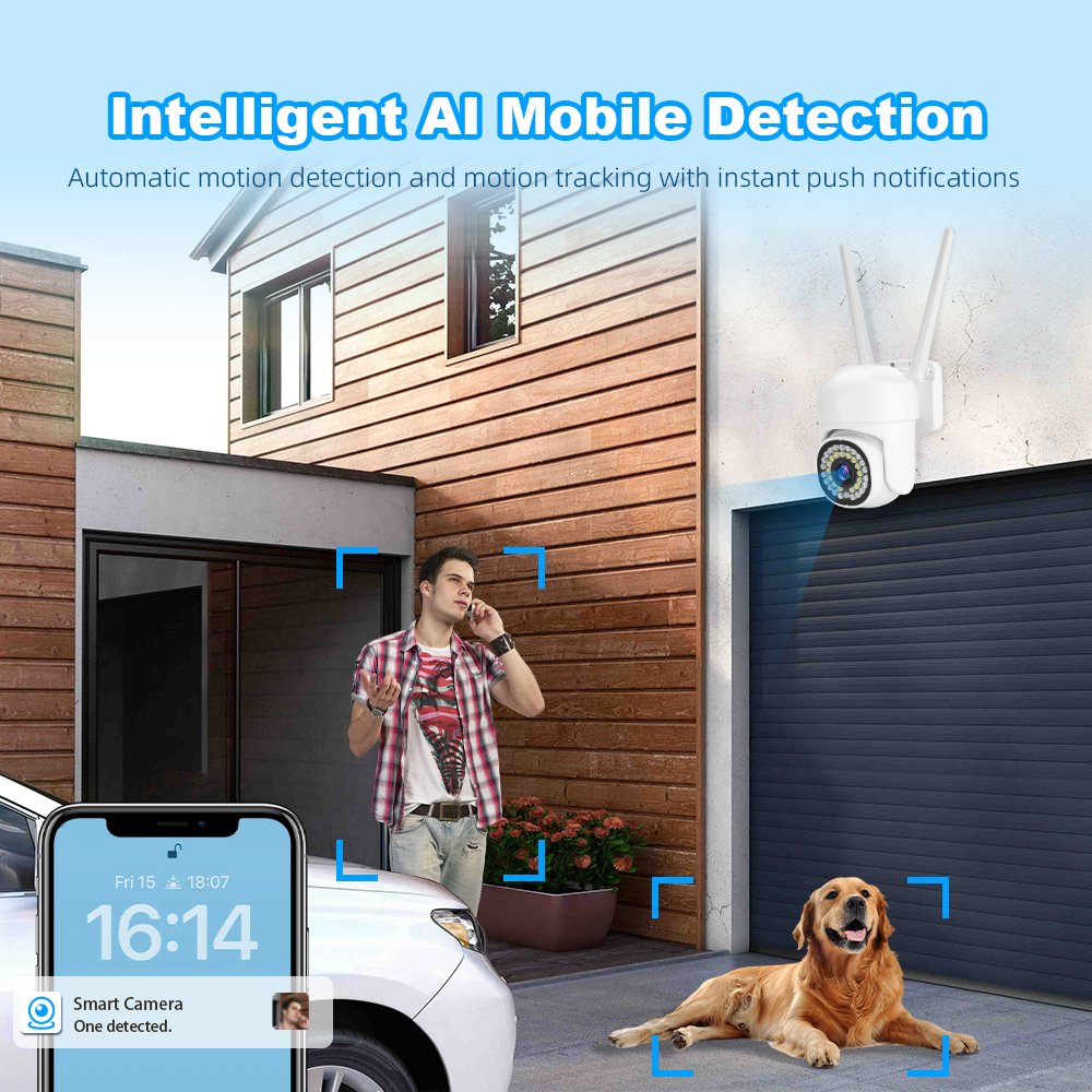 Ziicam 5MP 2K Wireless PTZ Dome CCTV Camera Motion Alarm Human Tracking 256G TF Card/Cloud Recording for Home Security