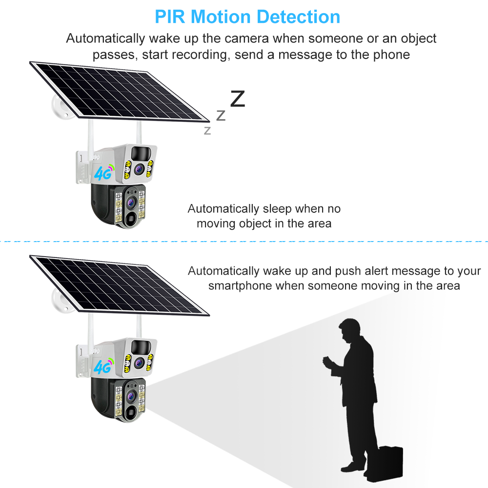 8MP V380 Pro IP66 waterproof 4G outdoor HD PTZ Solar Camera with 8W solar panel 18650mAh battery and Night vision two-way audio