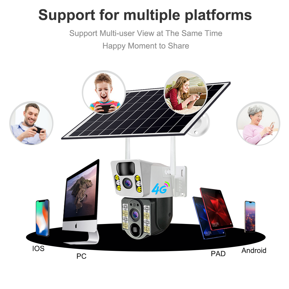 8MP V380 Pro IP66 waterproof 4G outdoor HD PTZ Solar Camera with 8W solar panel 18650mAh battery and Night vision two-way audio