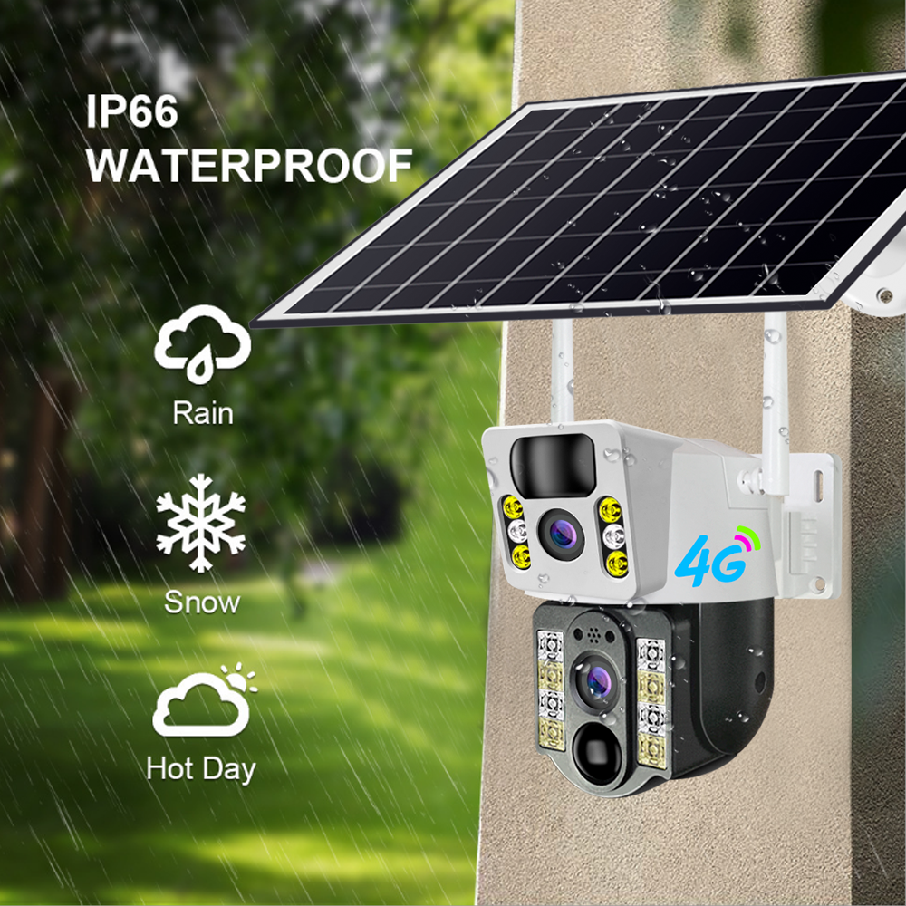 8MP V380 Pro IP66 waterproof 4G outdoor HD PTZ Solar Camera with 8W solar panel 18650mAh battery and Night vision two-way audio