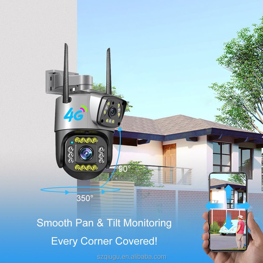 4G CCTV Camera V380pro 4MP IP66 Waterproof Two-way Voice Intercom Home Security PTZ Cameras HD Night Vision Network Camera