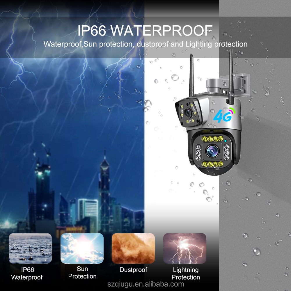 4G CCTV Camera V380pro 4MP IP66 Waterproof Two-way Voice Intercom Home Security PTZ Cameras HD Night Vision Network Camera
