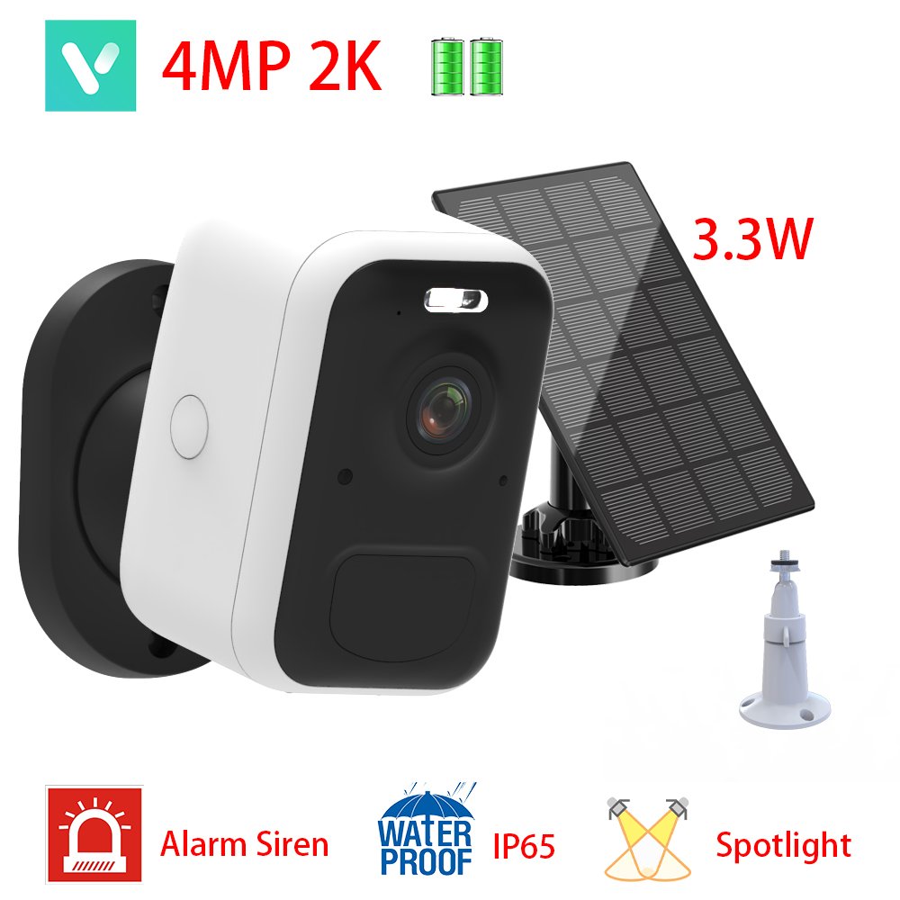 V1 Dual Lighting 4MP Low Power PIR Solar Battery Camara de seguridad Wireless Web Ip Wifi Smallest Security Cctv Network Camera
