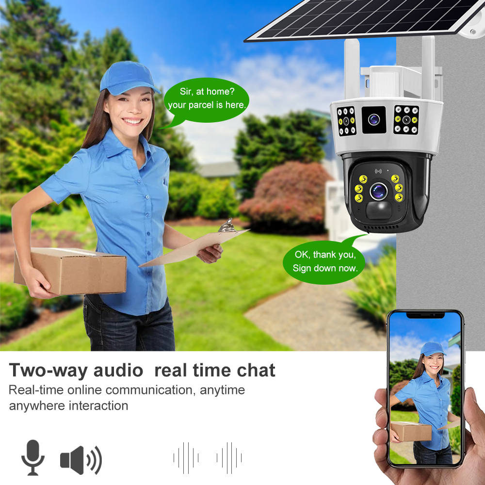 2MP 4MP UBOX TUYA V380 Solar Wireless Rechargeable Battery Wifi Powered Outdoor Cctv Ip Security Dual Lens Camera with Battery