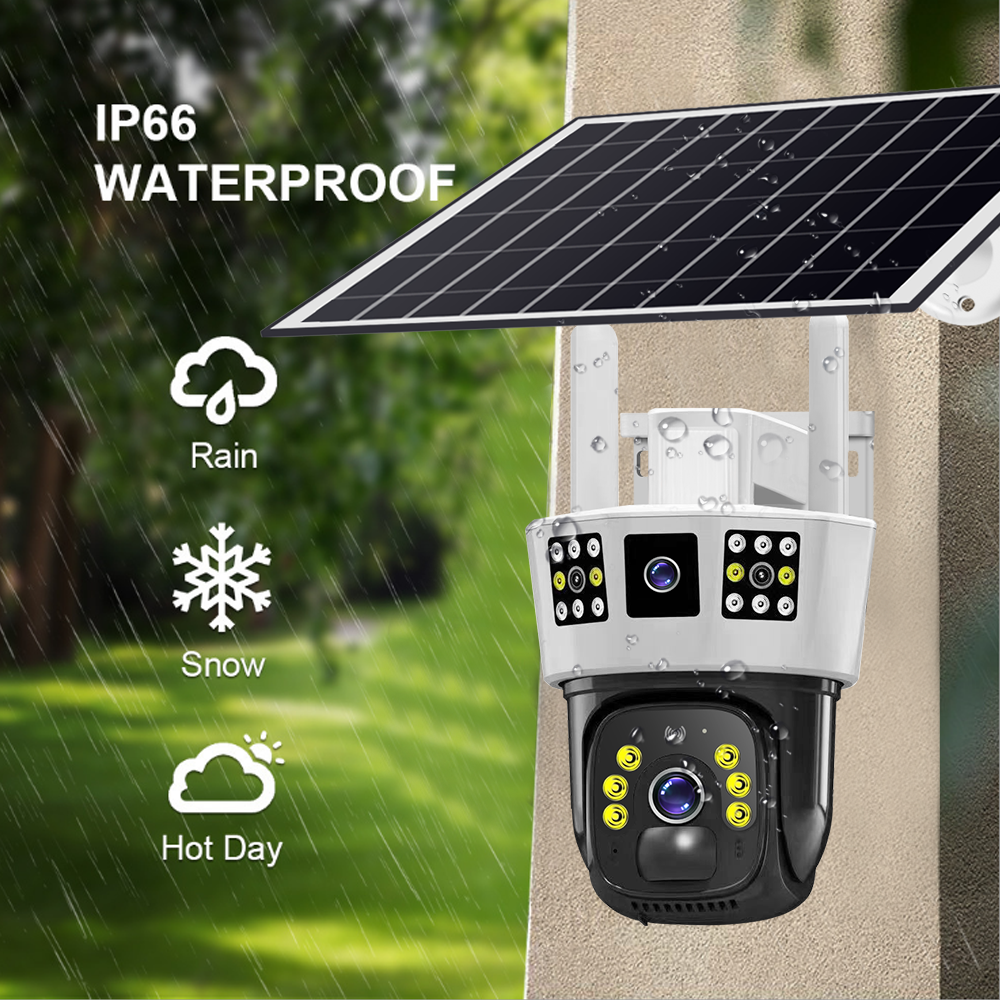 2MP 4MP UBOX TUYA V380 Solar Wireless Rechargeable Battery Wifi Powered Outdoor Cctv Ip Security Dual Lens Camera with Battery
