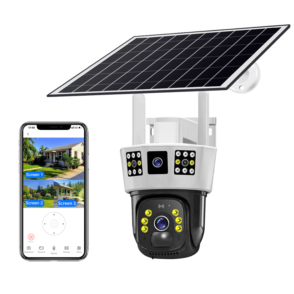 2MP 4MP UBOX TUYA V380 Solar Wireless Rechargeable Battery Wifi Powered Outdoor Cctv Ip Security Dual Lens Camera with Battery