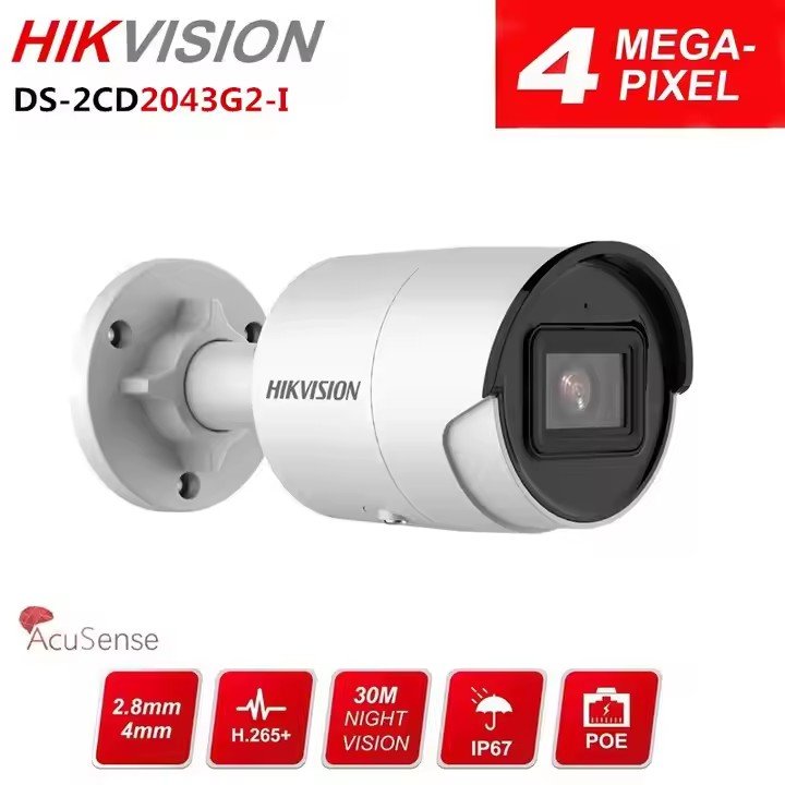 Original Hik-vision Waterproof 4MP AcuSense Fixed Bullet Network Camera DS-2CD2043G2-I /DS-2CD2043G2-IU Built-in Mic