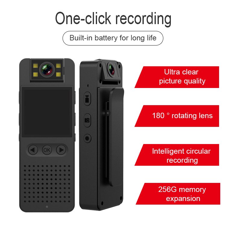 Hot-selling 1080P Body Worn Camera Wide Angle Pocket Clip Camcorder Motion Detection Recorder with Lcd Screen Supports 256GB