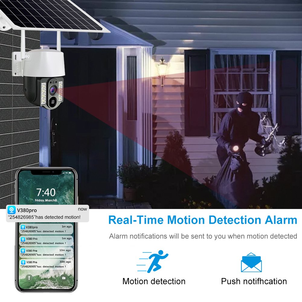 Hot Sale Wifi Network Camera 360 Degrees PTZ Outdoor Security Waterproof CCTV Camera Night Vision 3MP Solar Cameras V380pro Cam