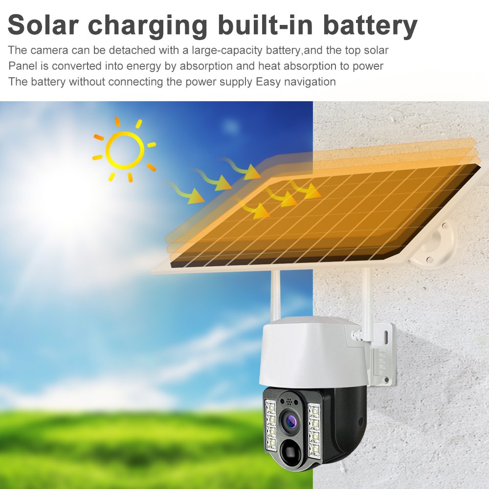 Hot Sale Wifi Network Camera 360 Degrees PTZ Outdoor Security Waterproof CCTV Camera Night Vision 3MP Solar Cameras V380pro Cam