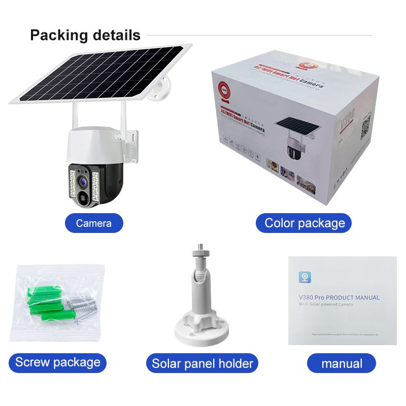 Hot Sale Wifi Network Camera 360 Degrees PTZ Outdoor Security Waterproof CCTV Camera Night Vision 3MP Solar Cameras V380pro Cam
