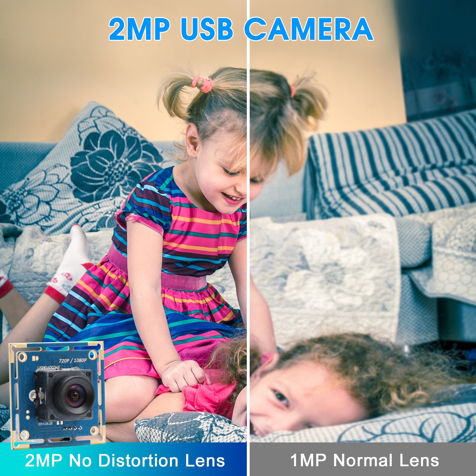 ELP 2MP USB2.0 Mini Camera Module 100 Degree No Distortion Lens Autofocus USB Camera Module for Windows Android Linux Laptop Pc