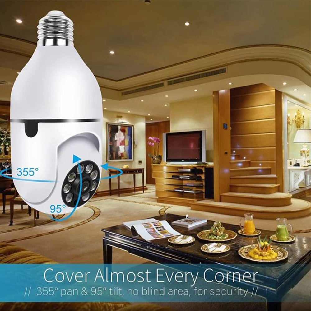 Amazon Hot Sale Human Tracking PTZ WiFi IP Light Bulb CCTV Network Camera For Home Security