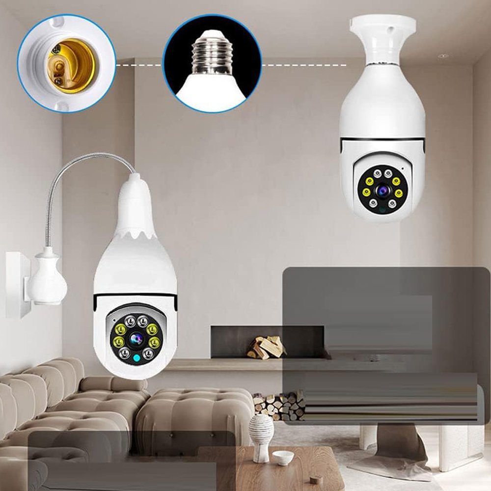 Amazon Hot Sale Human Tracking PTZ WiFi IP Light Bulb CCTV Network Camera For Home Security