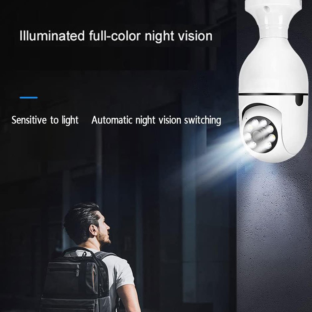 Amazon Hot Sale Human Tracking PTZ WiFi IP Light Bulb CCTV Network Camera For Home Security