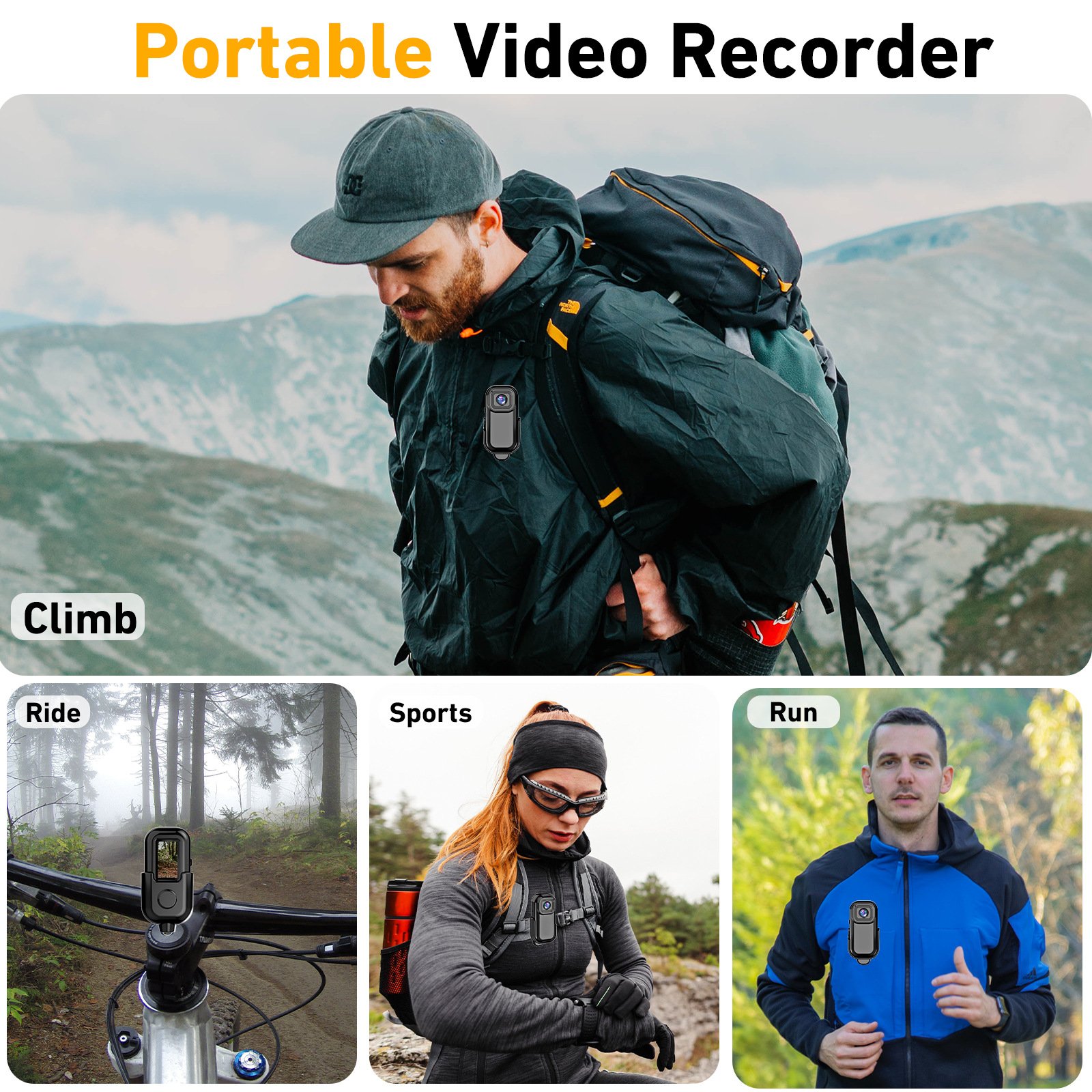 Mini WiFi Action Camera pet Collar video Pocket Wearable Body Camera wifi APP Control Waterproof Helmet Camera