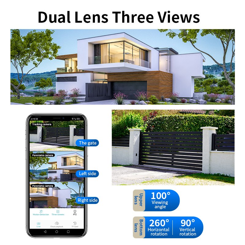 BG661TR Vietnam OKAM PRO 4MP Multi Lens Outdoor PTZ CCTV Camera Dual Lens Home Security Dome IP Network 4G Solar Powered CMOS