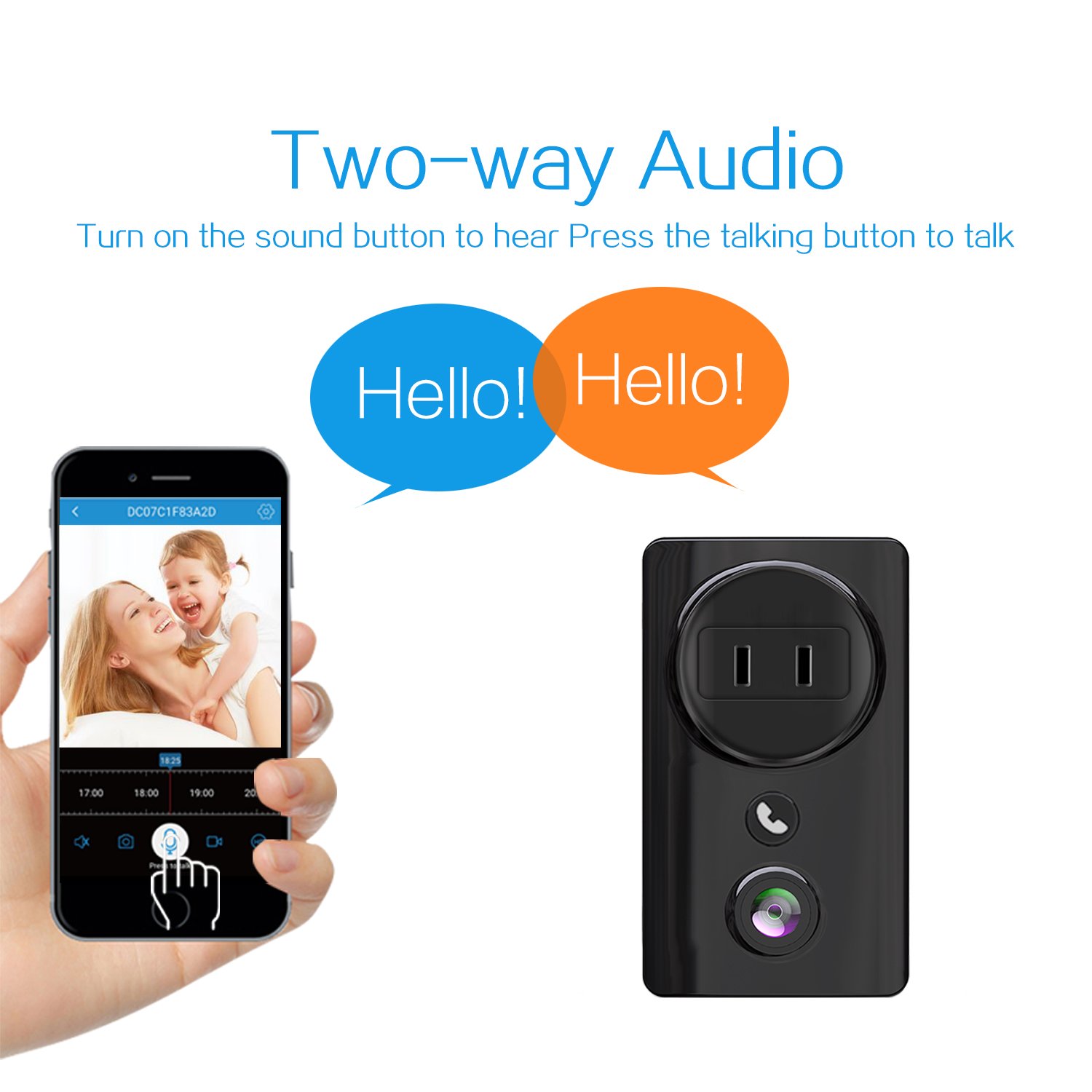 Room Wall Outlet Socket Charger Adapter 180 Degree Panoramic Fisheye WiFi Mini Cameras Wireless Security CCTV Camera