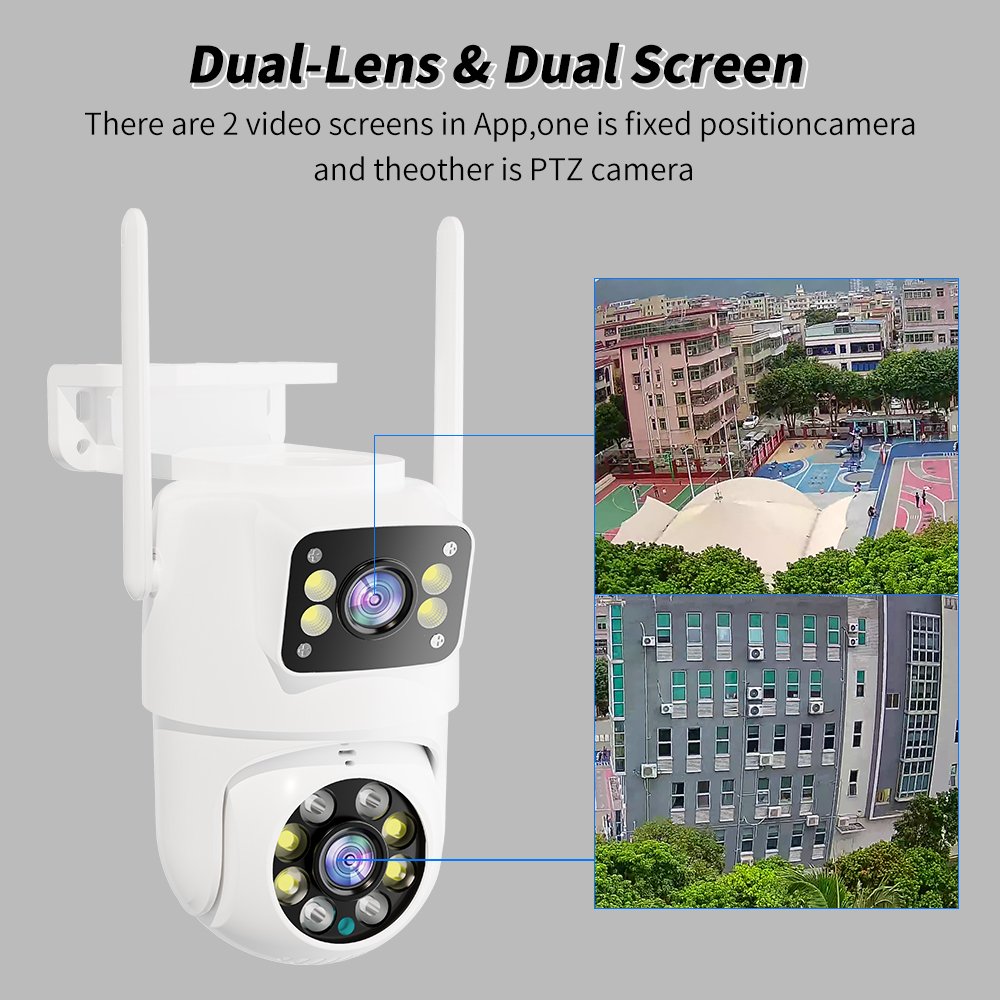 4MP 8MP 4K smart wifi camera humanoid tracking alarm dual lens zoom camera outdoor waterproof wireless network security camera