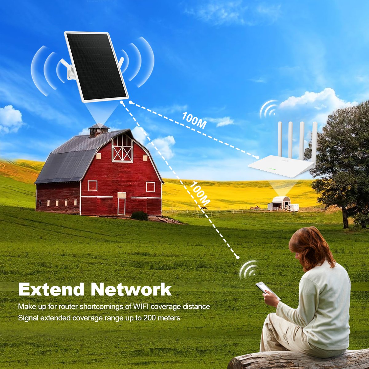 Wistino outdoor mobile hotspot wifi 7 router dual panel solar powered supports 8 link users wireless wifi router