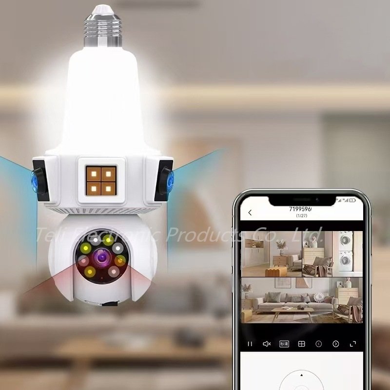3 picture wireless lamp head camera 360 degree light bulb monitoring network monitor home wifi camera