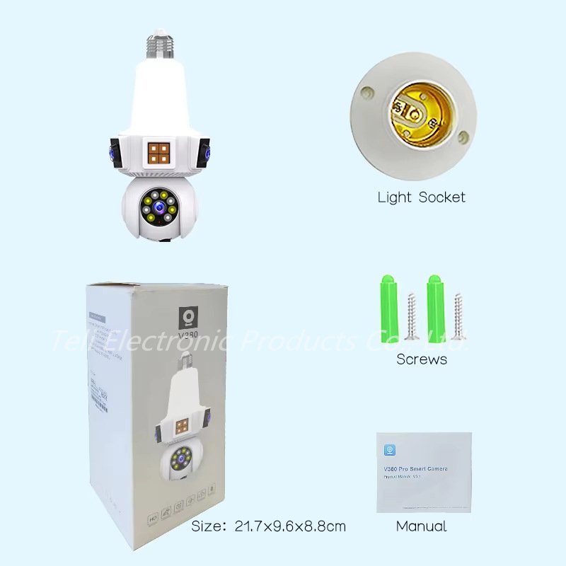 3 picture wireless lamp head camera 360 degree light bulb monitoring network monitor home wifi camera