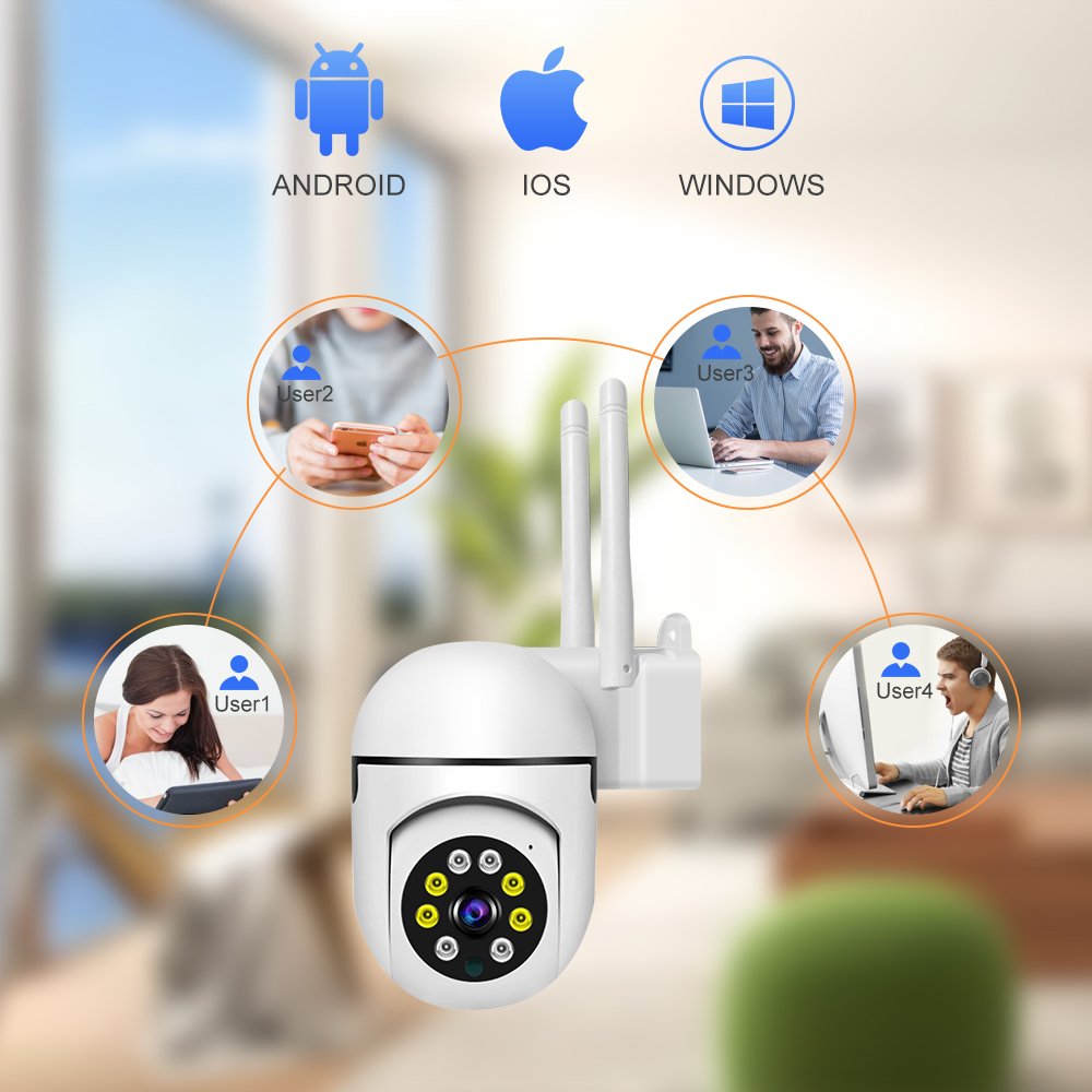 360 degree Viewing Angle PTZ Camera Indoor Siren Alarm 2-Way Talk Home Cctv Kit Wireless Network Security Wifi IP Camera
