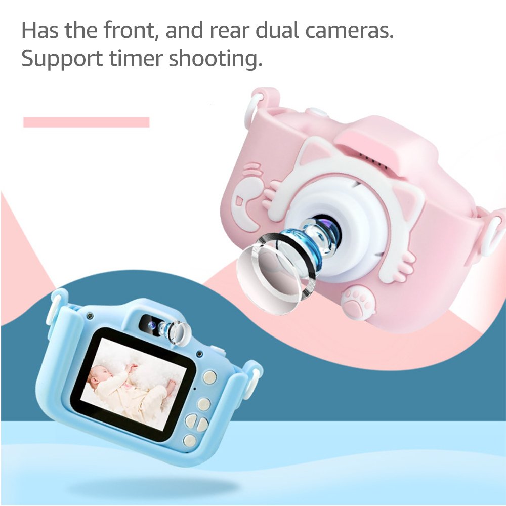 Jumon 1080P HD Camcorder Digital Kid Camera Cute Toy Cat Dog unicorn Children's Camera Toys Kids Selfie Toddler Child Camera