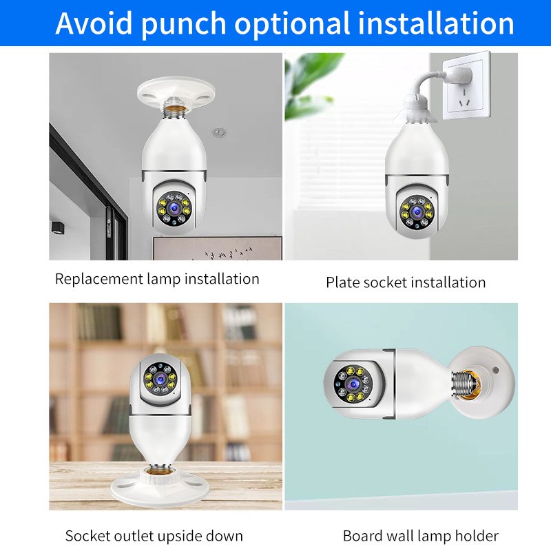 Hot Selling 390Eyes APP 1080P WiFi Bulb Light Camera 2MP Indoor Network Wireless PTZ Night Vision E27 Holder Light Socket P2P