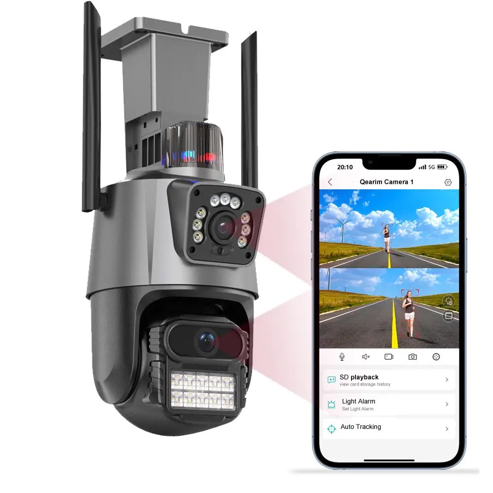 Icsee Wifi Camera 8 million 4K dual lens humanoid detection CCTV video camera with light alarm IP camera