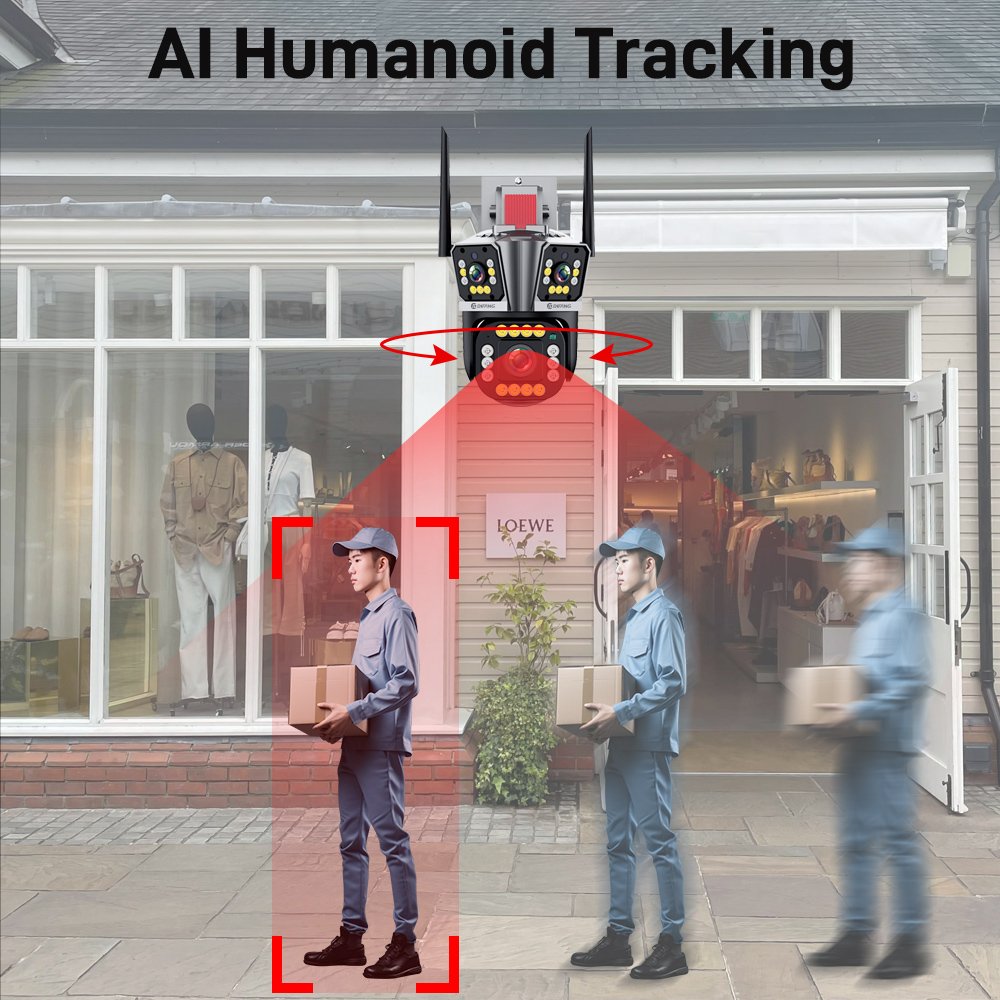 DIFANG 5K 12MP Outdoor Wireless Security Camera 3 Lens PTZ Wifi Camera With Auto Tracking 2-Way Audio