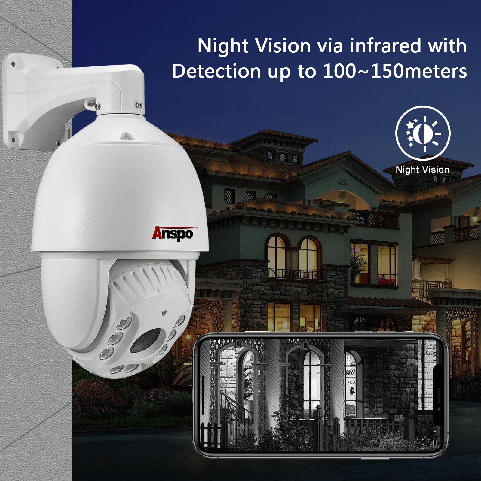 5MP Network Camera 18X Optical Zoom IR Speed Dome PTZ Camera 4K CCTV Security Outdoor PTZ 30X zoom Surveillance Camera